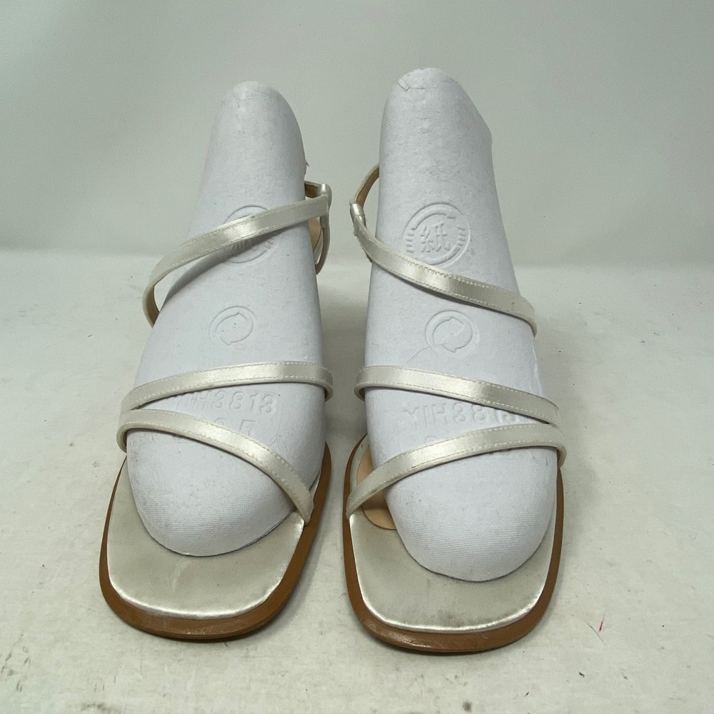 Nina Comfort Strappy Slingback Heel Sandals US 9 Ivory Womens Flared Mid